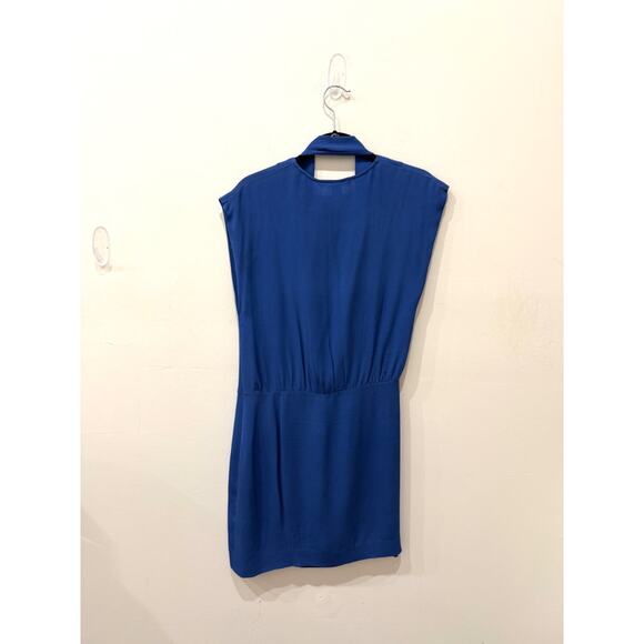 Diane von Furstenberg Silk Tie Waist Mini Faux Wrap Dress Blue Women's Size 2 - Picture 2 of 3